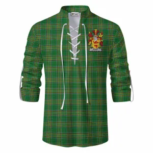 Barby Irish Clan Tartan Ghillie Kilt Shirt with Coat of Arms