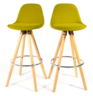 Barcelona Bar Stools Matte Velvet - Olive Green