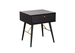 Barcelona Black & Copper 1-Drawer Bedside Table by Vida Living