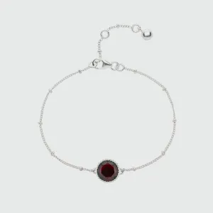 Barcelona Silver January Garnet Birthstone Bracelet