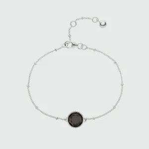 Barcelona Silver November Smokey Quartz Birthstone Bracelet