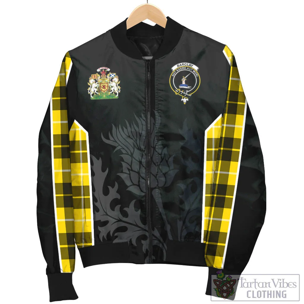 Barclay Dress Modern Tartan Bomber Jacket with Family Crest and Scottish Thistle Vibes Sport Style