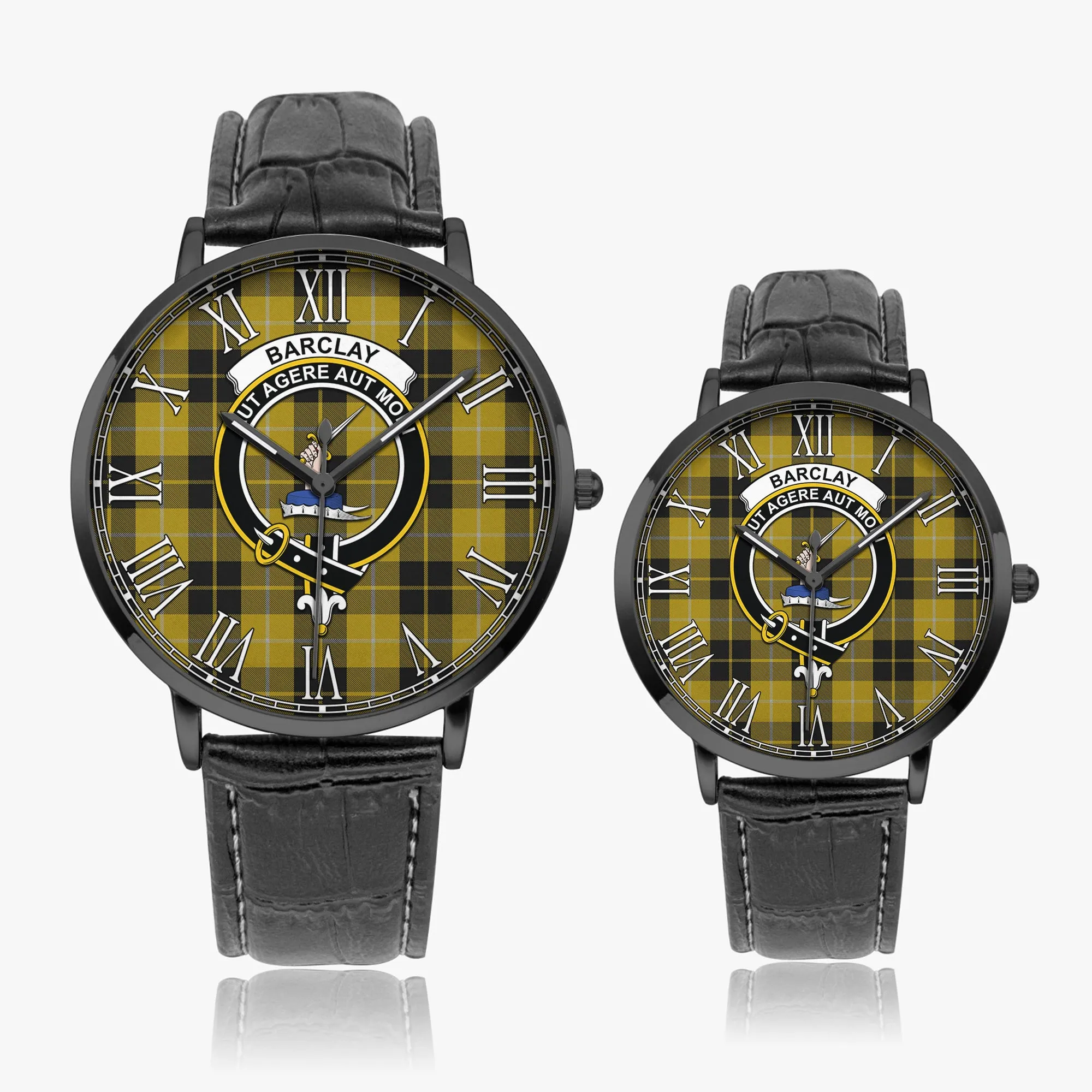 Barclay Dress Tartan Family Crest Leather Strap Quartz Watch