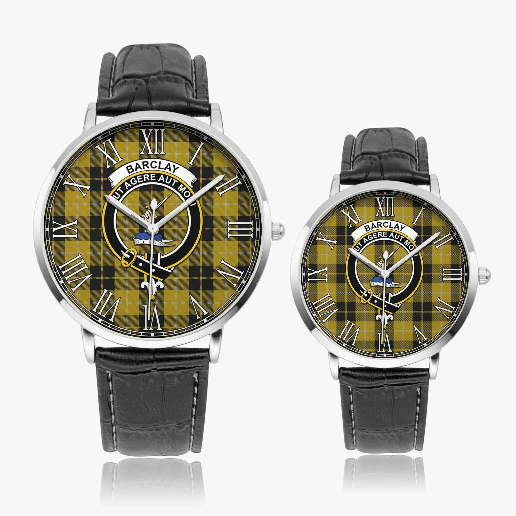 Barclay Dress Tartan Family Crest Leather Strap Quartz Watch