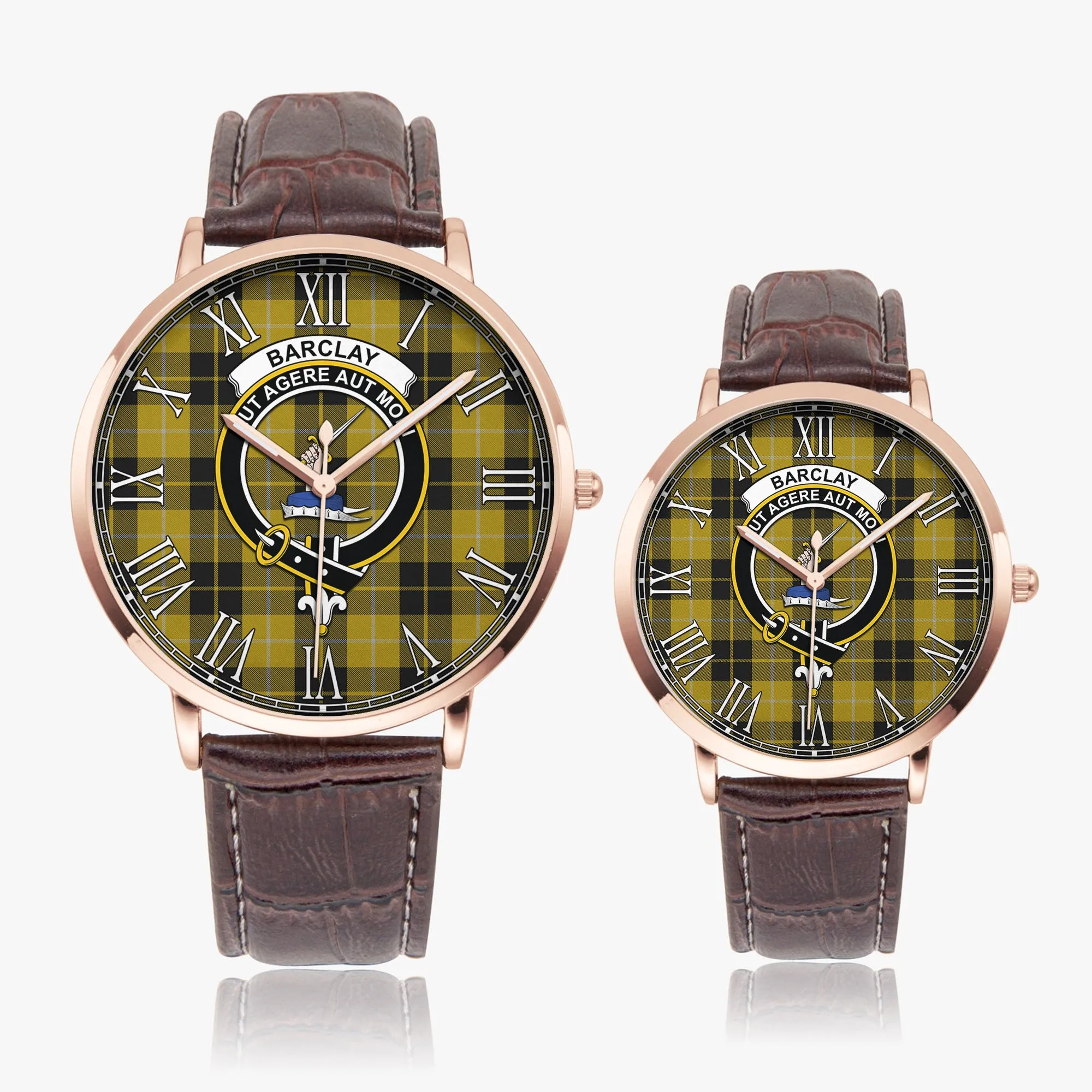 Barclay Dress Tartan Family Crest Leather Strap Quartz Watch