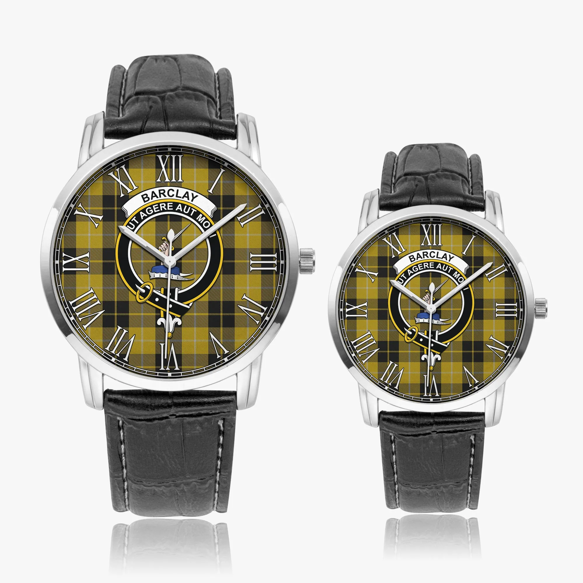 Barclay Dress Tartan Family Crest Leather Strap Quartz Watch