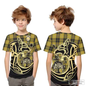 Barclay Dress Tartan Kid T-Shirt with Family Crest Celtic Wolf Style