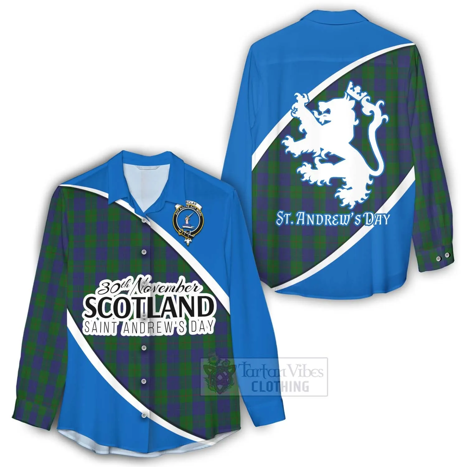 Barclay Family Crest Tartan Women's Casual Shirt Celebrate Saint Andrew's Day in Style