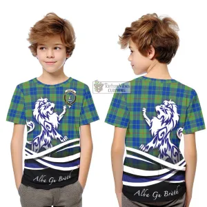 Barclay Hunting Ancient Tartan Kid T-Shirt with Alba Gu Brath Regal Lion Emblem