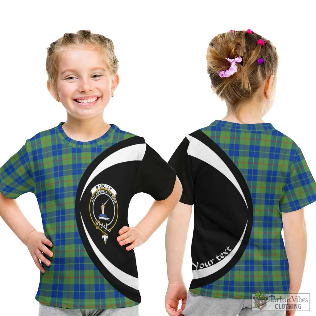 Barclay Hunting Ancient Tartan Kid T-Shirt with Family Crest Circle Style