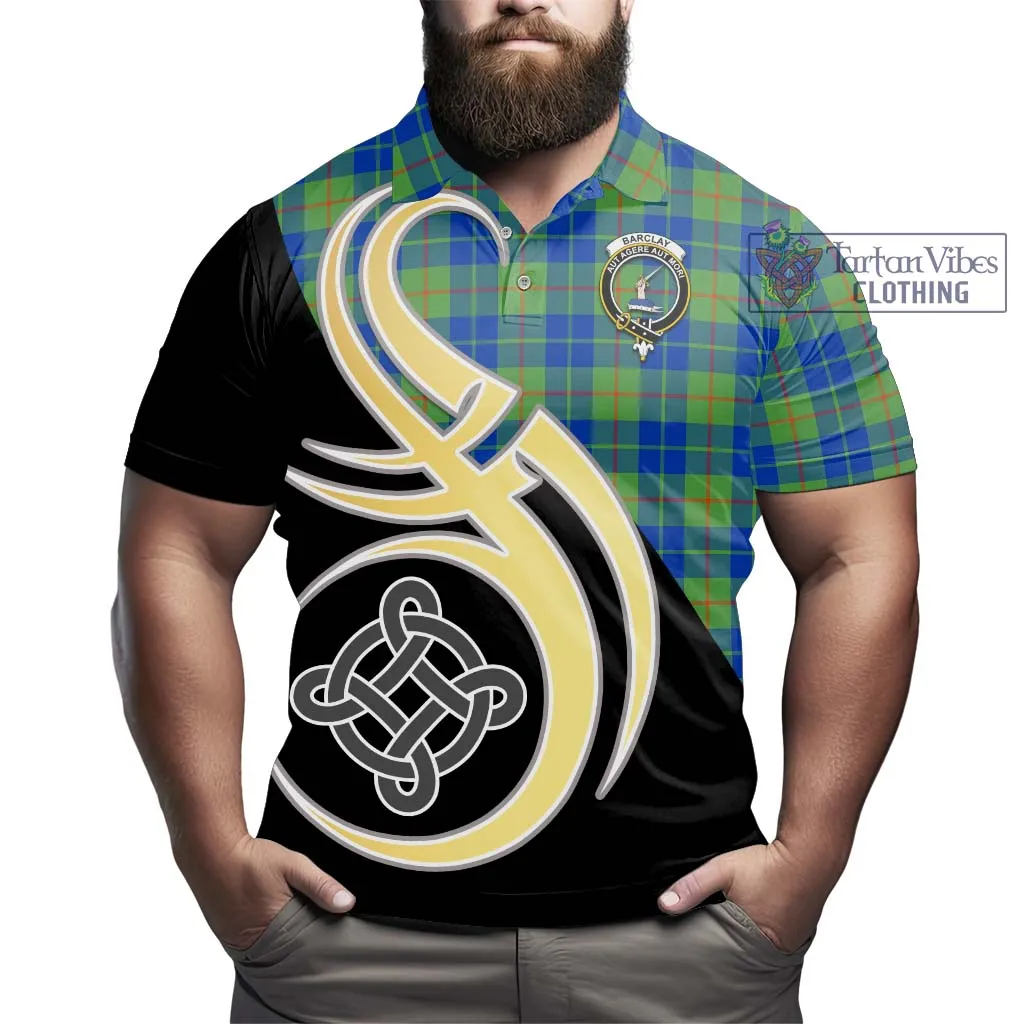 Barclay Hunting Ancient Tartan Polo Shirt with Family Crest and Celtic Symbol Style