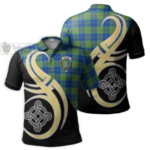 Barclay Hunting Ancient Tartan Polo Shirt with Family Crest and Celtic Symbol Style