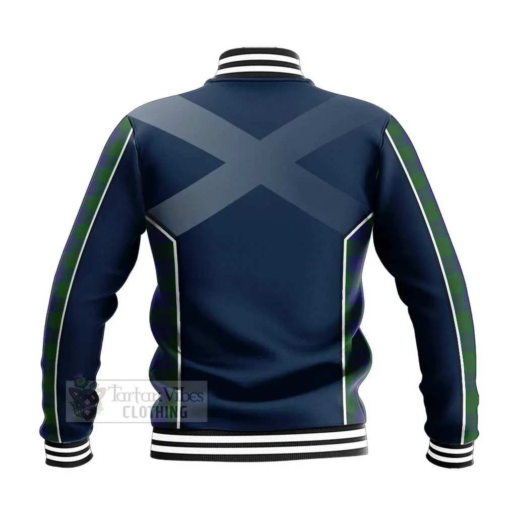 Barclay Tartan Baseball Jacket with Family Crest and Scottish Thistle Vibes Sport Style