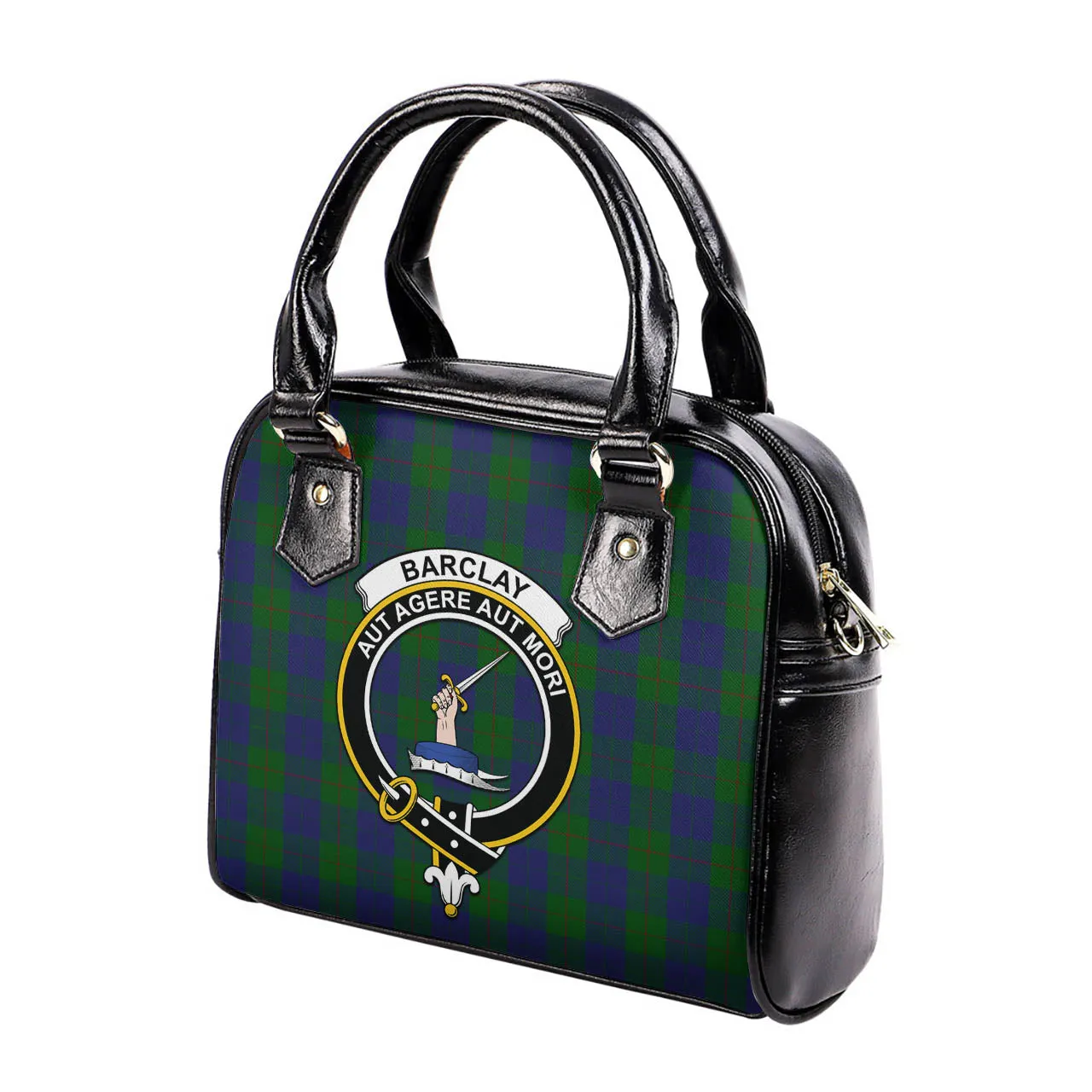 Barclay Tartan Shoulder Handbags with Family Crest