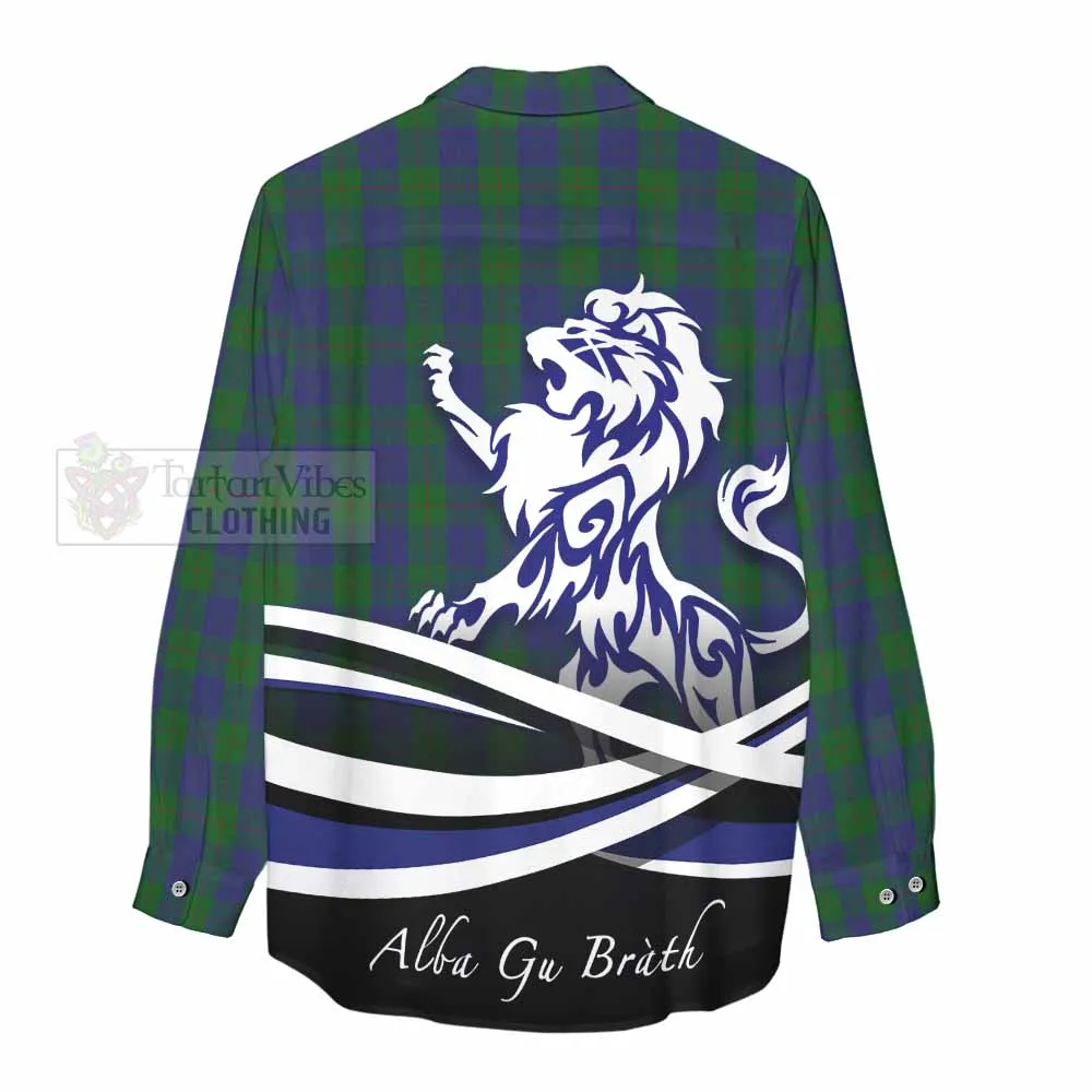 Barclay Tartan Women's Casual Shirt with Alba Gu Brath Regal Lion Emblem