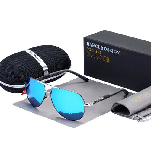 BARCUR Aluminum Vintage Men's Sunglasses Men Polarized Coating Classic