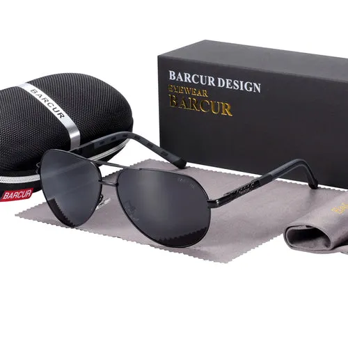 BARCUR Aluminum Vintage Men's Sunglasses Men Polarized Coating Classic