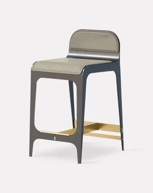 Bardot Slate Gray and Brass Counter Stool