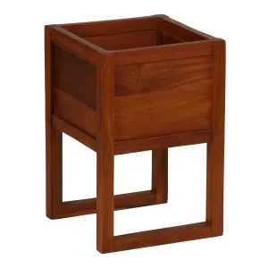 Bare Decor Jakar Plant Stand Riser in Solid Teak Wood 12x12x17.5