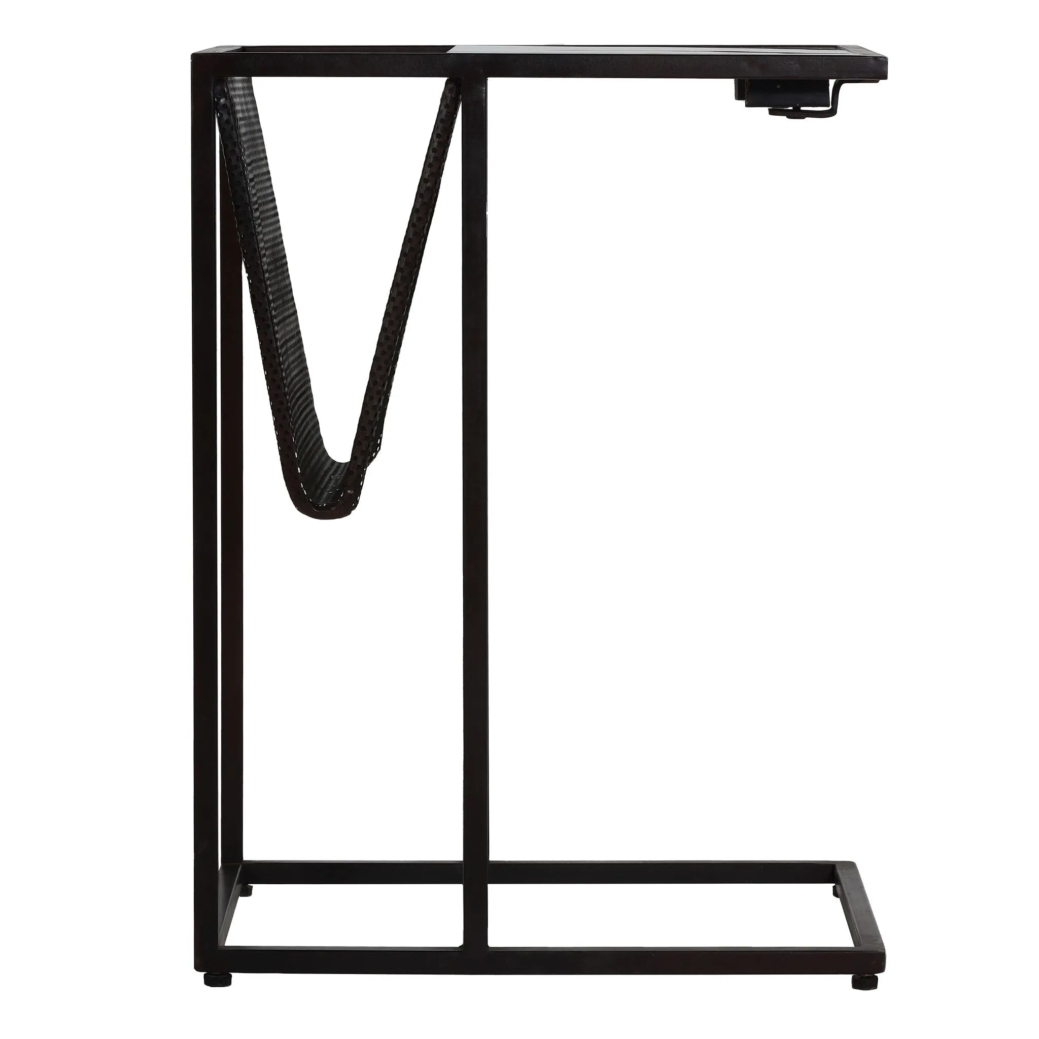 Bare Decor Maggi Magazine Rack C Table in Black Metal with Marble