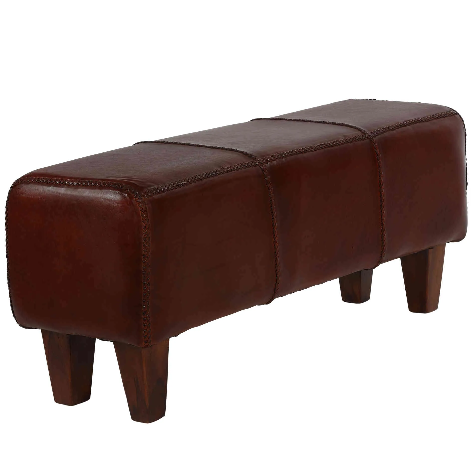 Bare Decor Morgan Large Bench Genuine 100% Leather, Brown