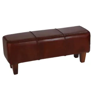 Bare Decor Morgan Large Bench Genuine 100% Leather, Brown