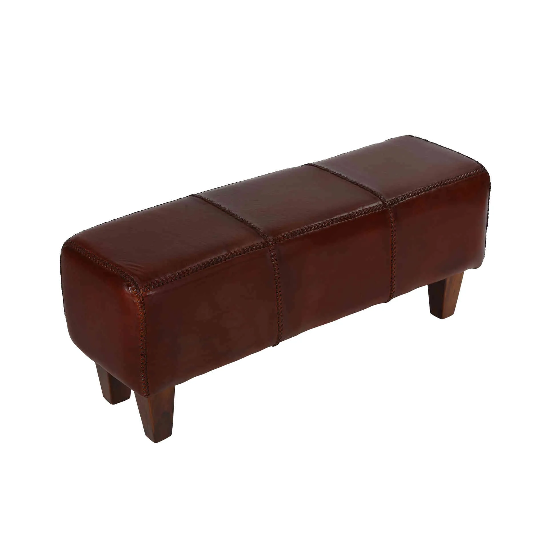 Bare Decor Morgan Large Bench Genuine 100% Leather, Brown