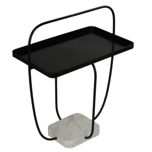 Bare Decor Saskatoon Accent Table Black Metal Frame with Marble Base