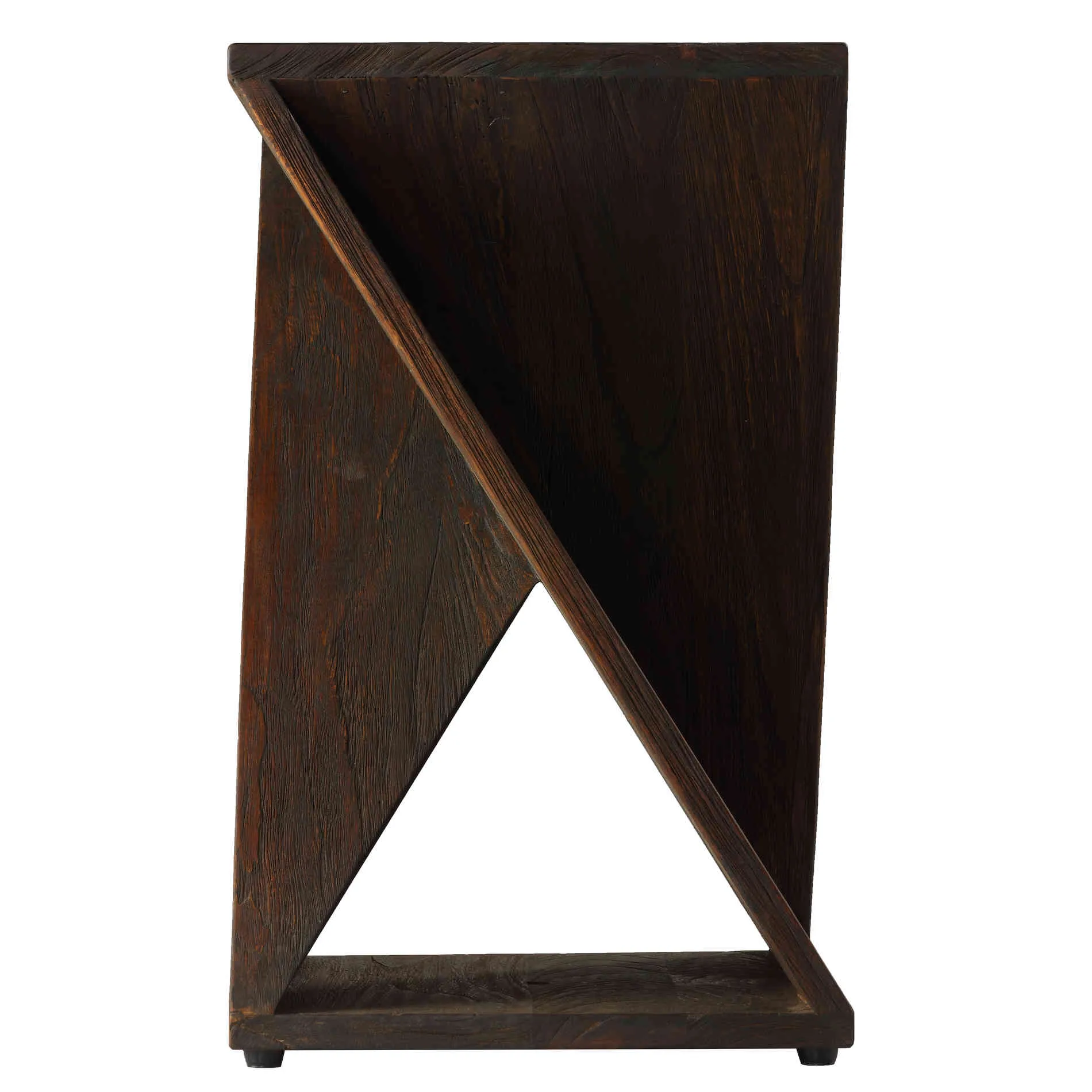 Bare Decor Twister End Table in Reclaimed Solid Teak Wood, Brown