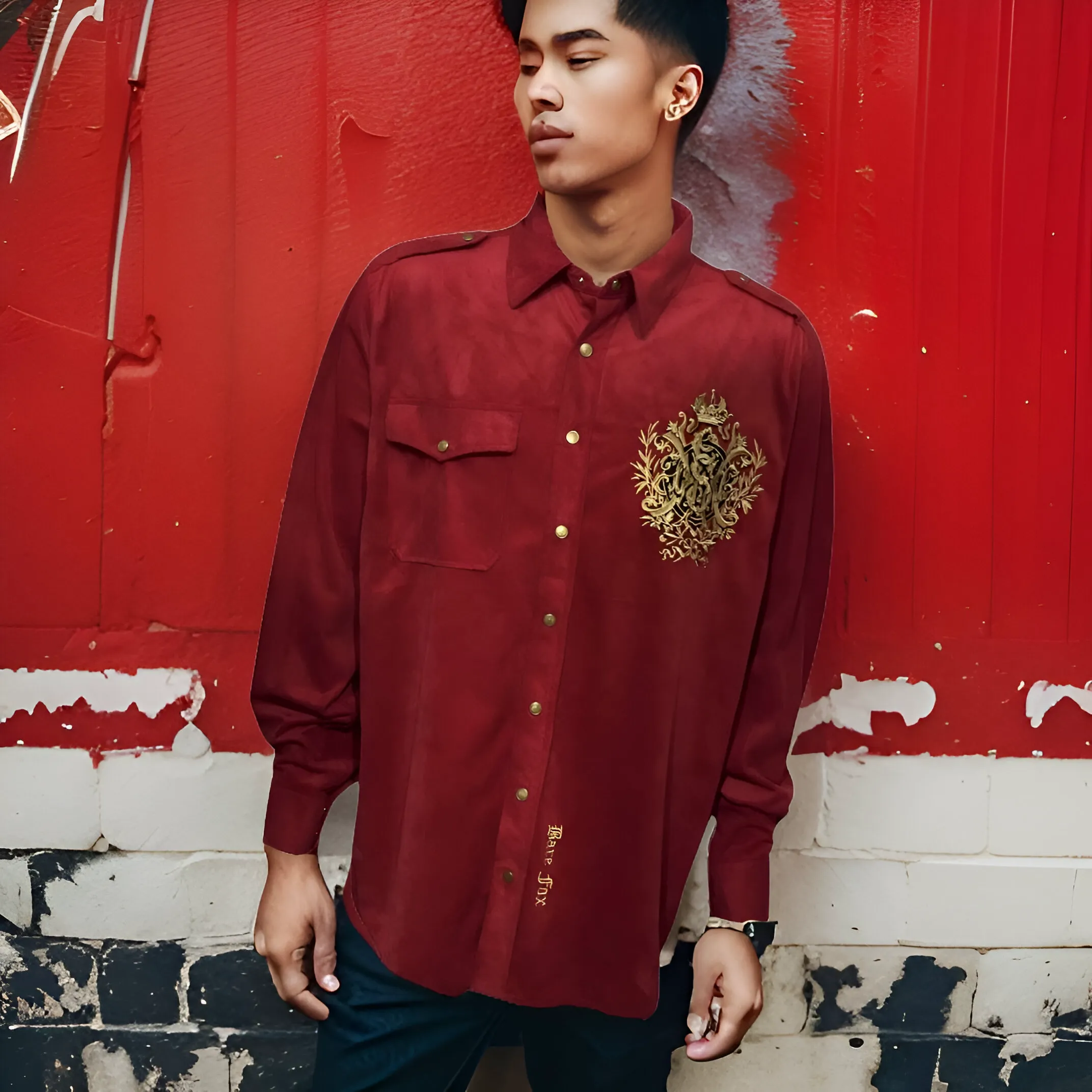 ^BAREFOX^ FANCY BUTTON UP DRESS SHIRTS (EMBROIDERED)