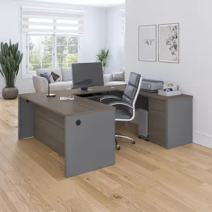 Bark Gray and Slate Premium U-shaped Desk