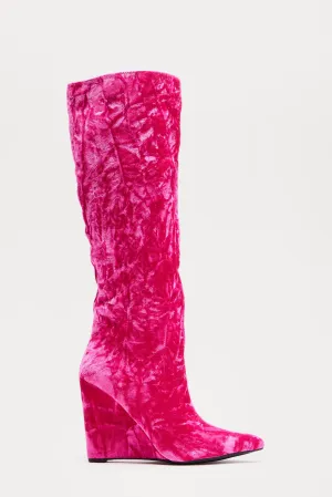 Barkley Velvet Knee High Boots - Pink