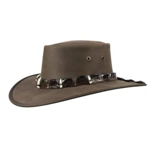 Barmah 1033MC Outback 5 Croc Teeth Crocodile Hat - Brown