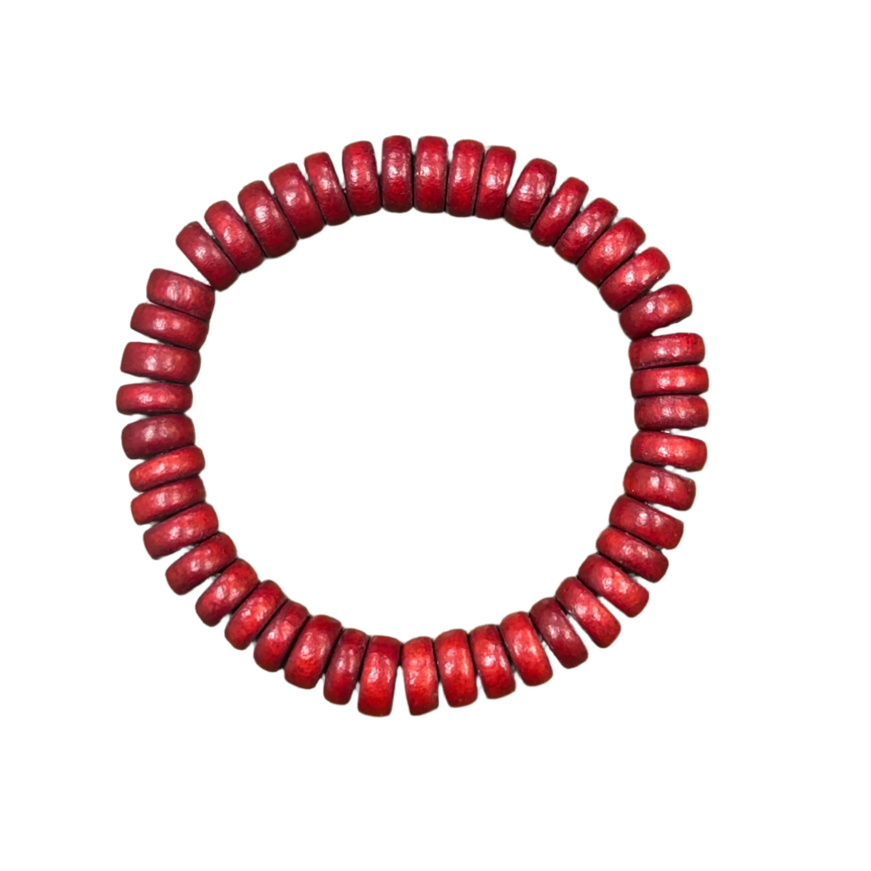 Barn Red Wood Rondelle Bracelet