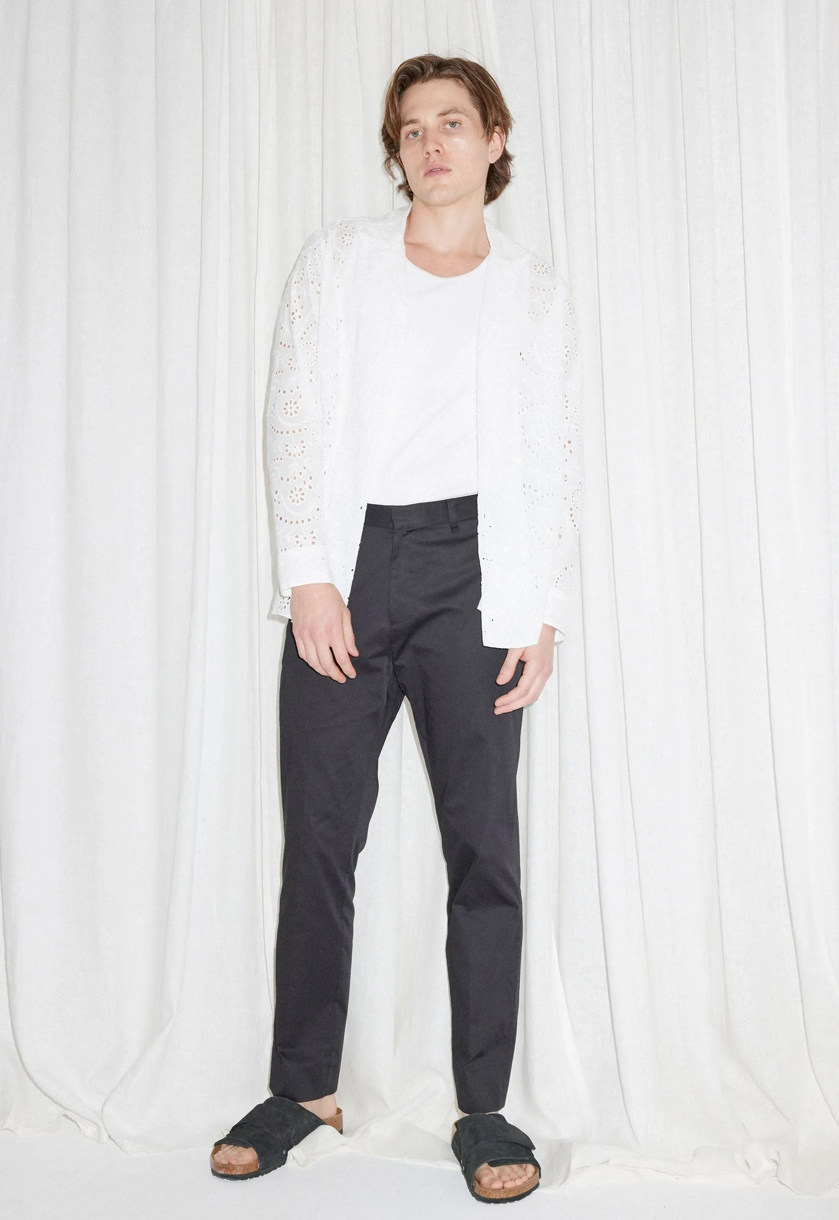 Baro Cotton Embroidered Shirt in White