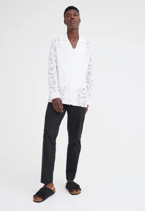 Baro Cotton Embroidered Shirt in White