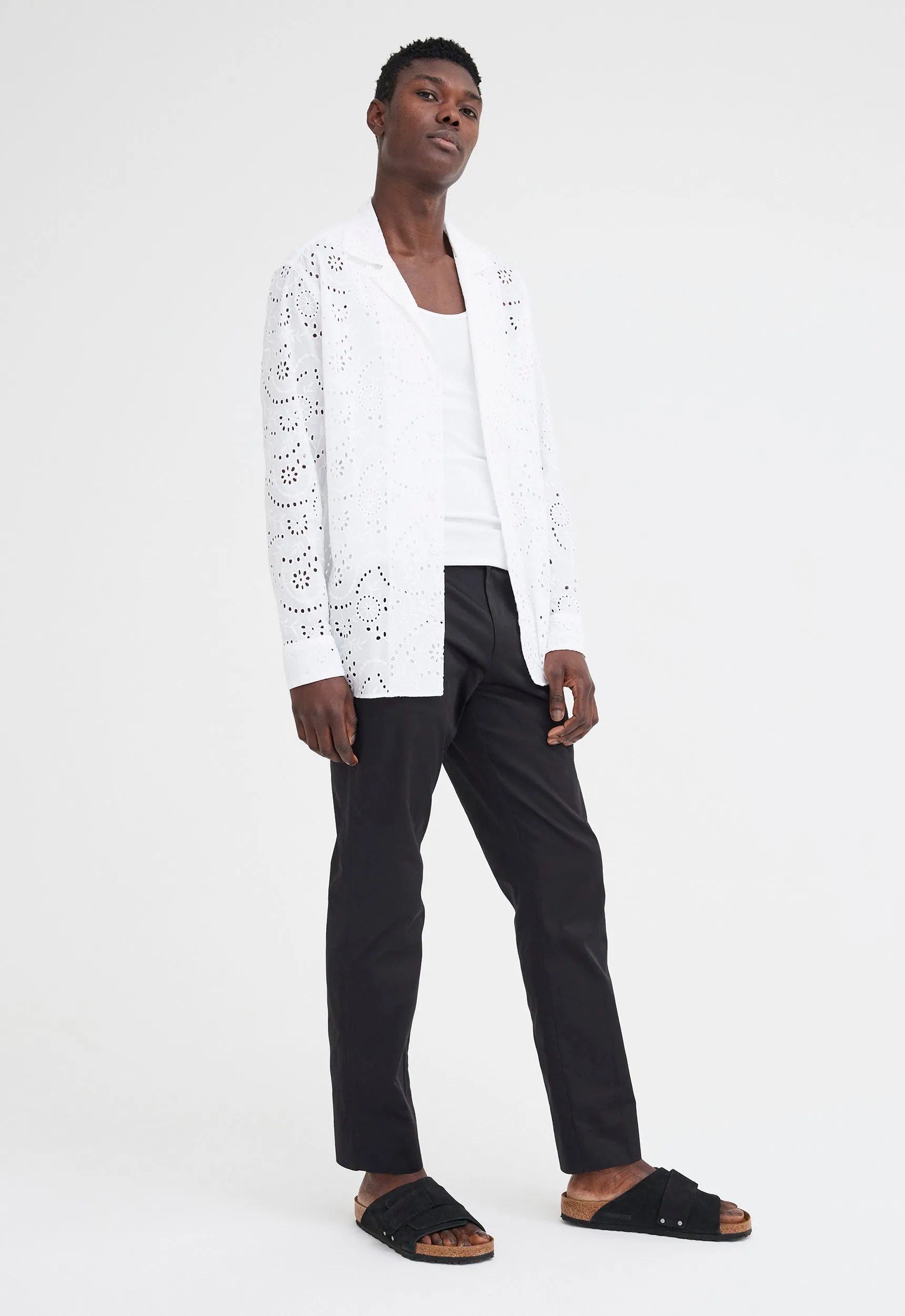 Baro Cotton Embroidered Shirt in White