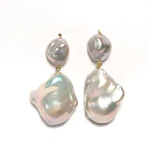 Baroque 14 kt gold freshwater pearl earrings