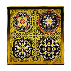 Baroque Ceramic Yellow Silk Pocket Square