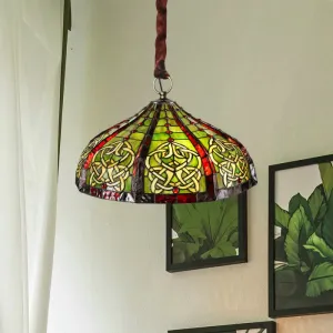 Baroque Hand-Cut Glass Pendant Light: Barn Ceiling Green Chandelier with Beaded Deco- 3 Bulbs