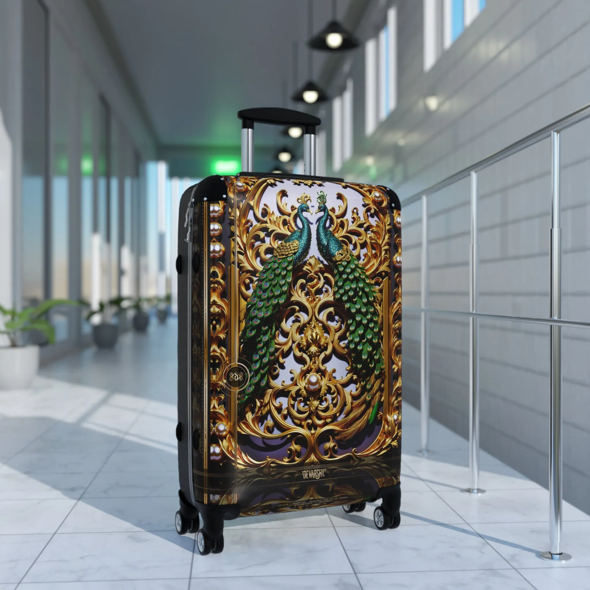 Baroque Peacock Suitcase Golden Travel Luggage Carry-on Suitcase Luxury Hard Shell Suitcase Peacock Lovers Gift |  D20234