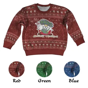 Barr Clan Christmas Kid Ugly Sweater with Gnome Playing Bagpipes