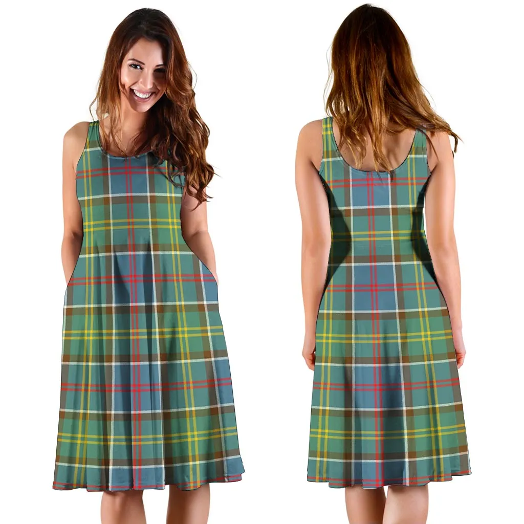 Barr Tartan Sleeveless Midi Womens Dress