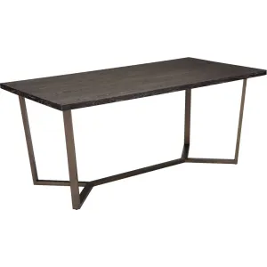 Barrett Dining Table Gray Oak & Antique Brass