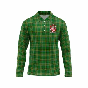 Barrett Irish Clan Tartan Long Sleeve Polo Shirt with Coat of Arms