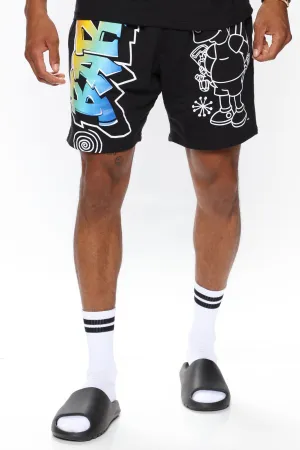 Bart Simpson Graffiti Shorts - Black