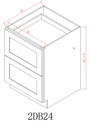 Base 24" - Pure Black 24 Inches 2 Drawer Base Cabinet/24''