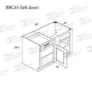 Base 45" - Pure Black 45 Inches Blind Corner Base Cabinet