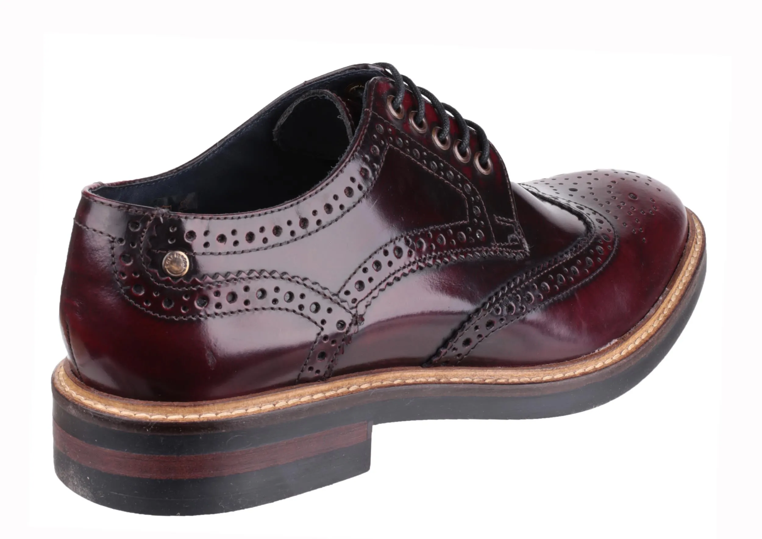 Base London Woburn Mens Brogue Detail Hi Shine Lace Up Shoe