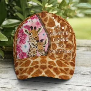 Baseball Cap For Giraffe Lovers Kisses Fix Everything Skin Pattern Coolspod